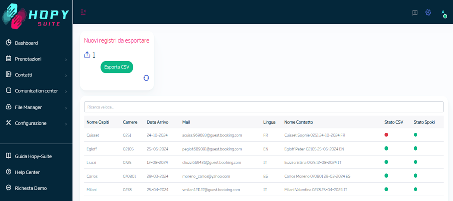Esportazione dei contatti in Google Contact